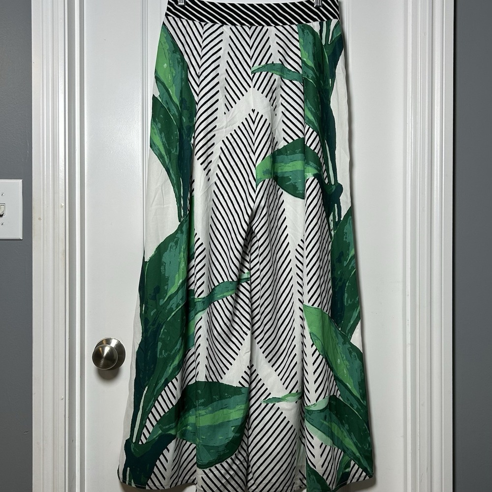 VICI Tropical Banana Leaf Stripe Bold Mixed Print Bow Tie Flowy Wide Leg Pants - Picture 2 of 2